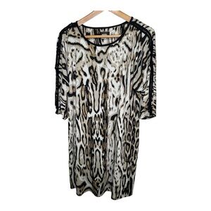 Cocomo Woman Dress Size 2X Grommet Sleeve Animal Print Stretchy Knit